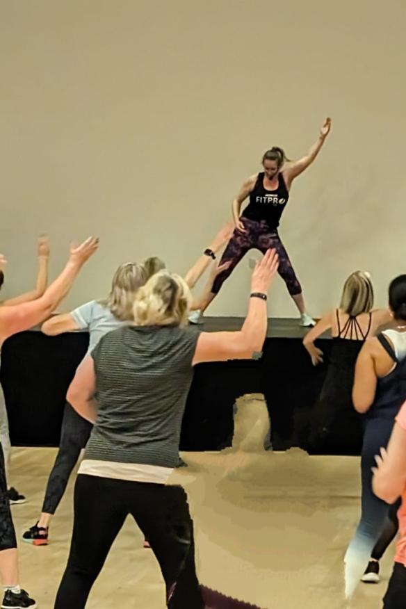 People taking part in Jazzercise class