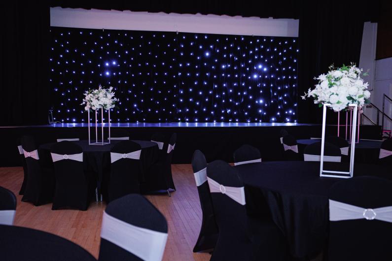 The Main Hall Wedding Layout with Black Decorations 