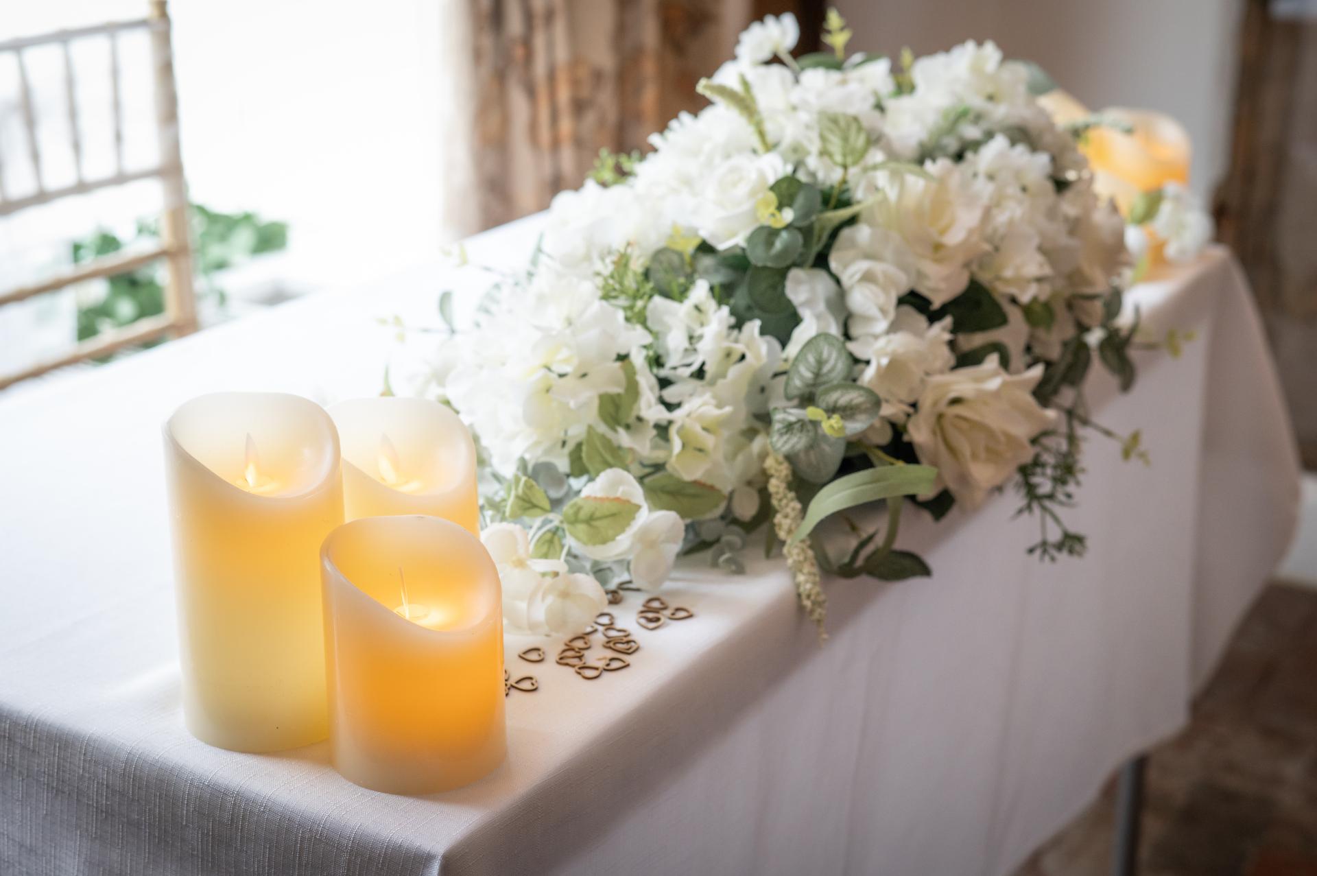 Decorations on Ceremony Room table