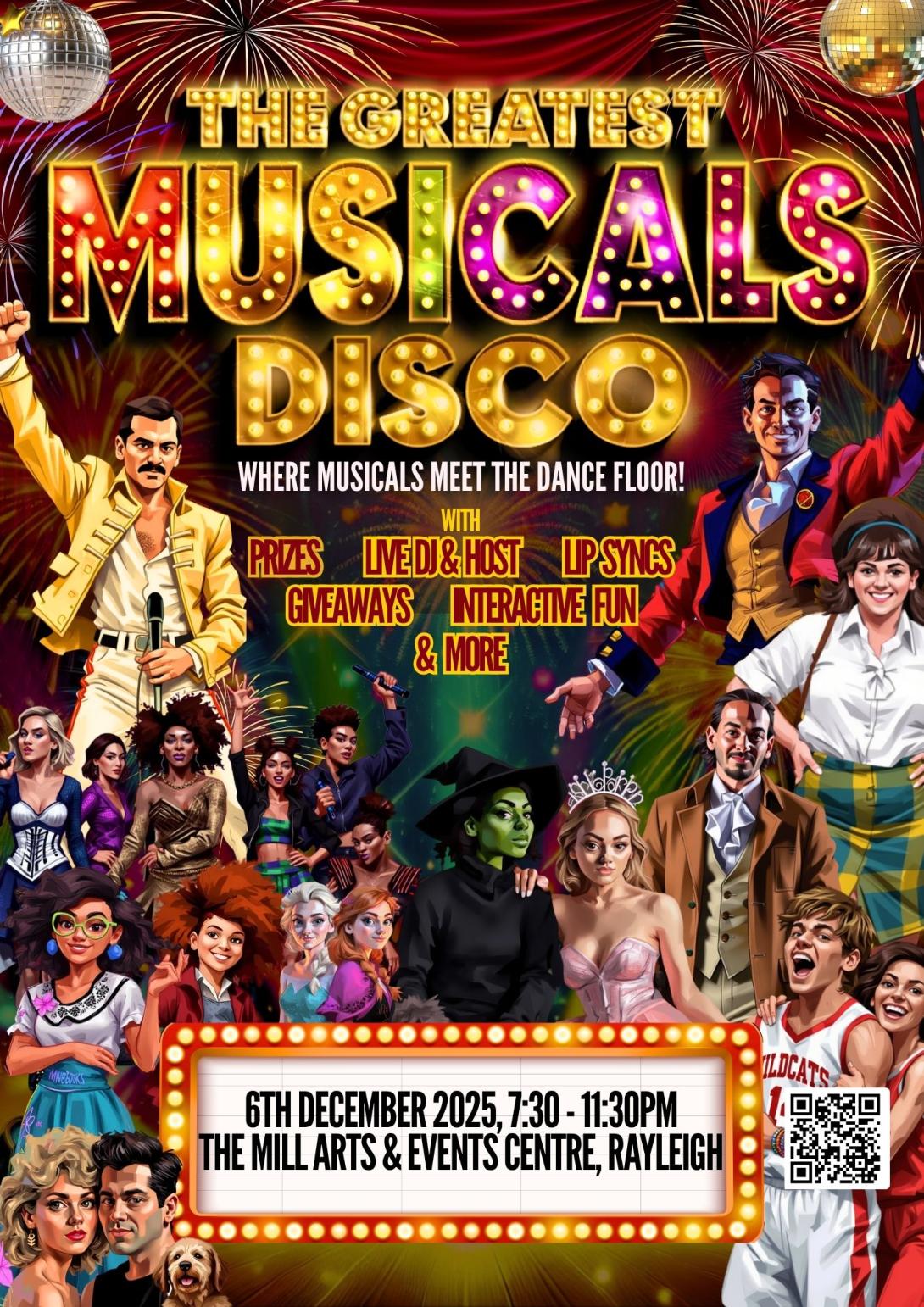 Poster for the Greatest Musical Disco. All information on poster available on webpage.